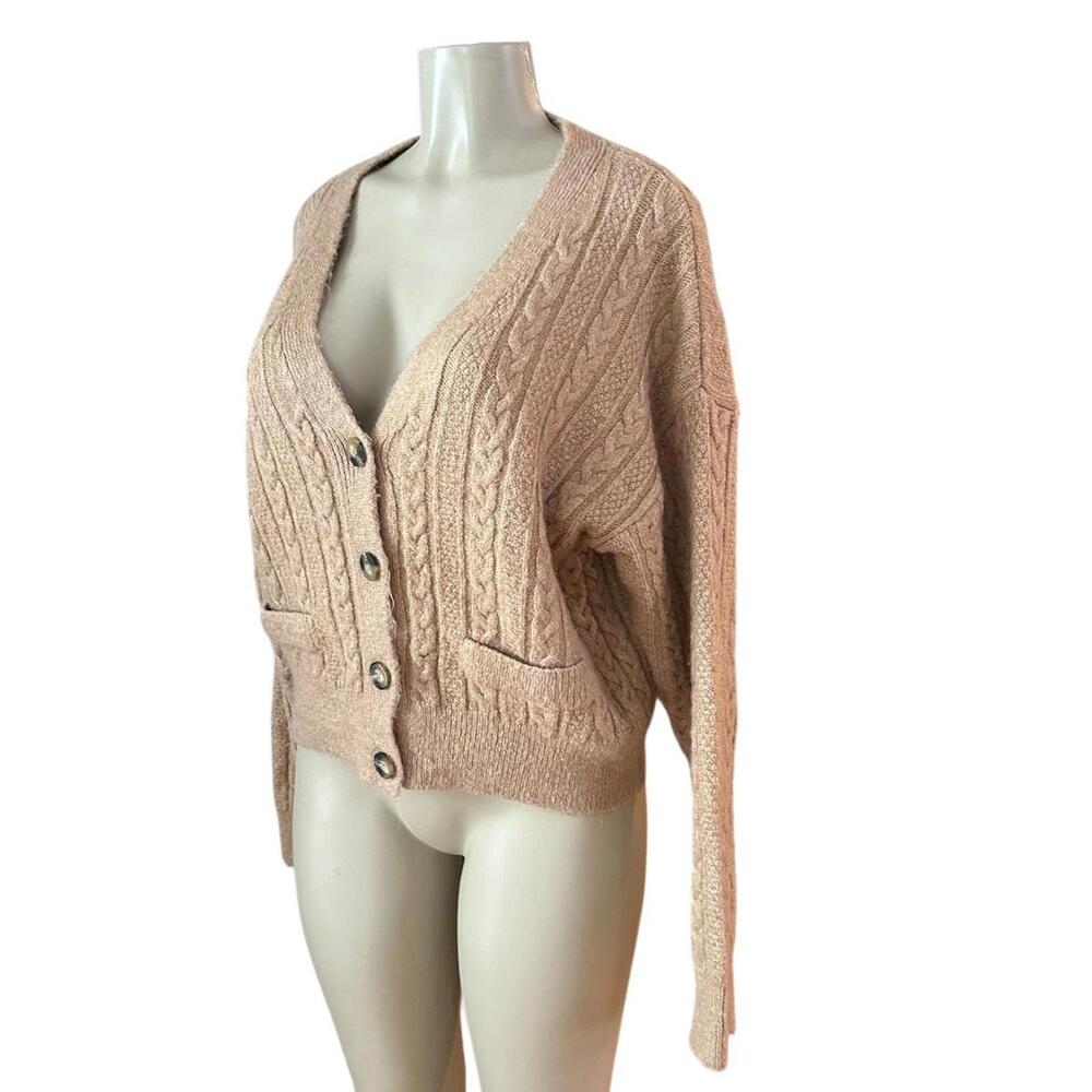 Zara Women's Cardigan S Brown  V-Neck Button Cardigan Camel  SIZE L # 1128 - Picture 4 of 16